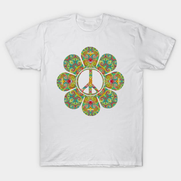 Psychedelic Peace Flower T-Shirt by ShirleyTwofeathers